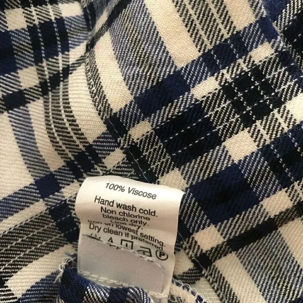 Madewell White, Navy, and Black Plaid Light Academia Shift Dress Size XS
